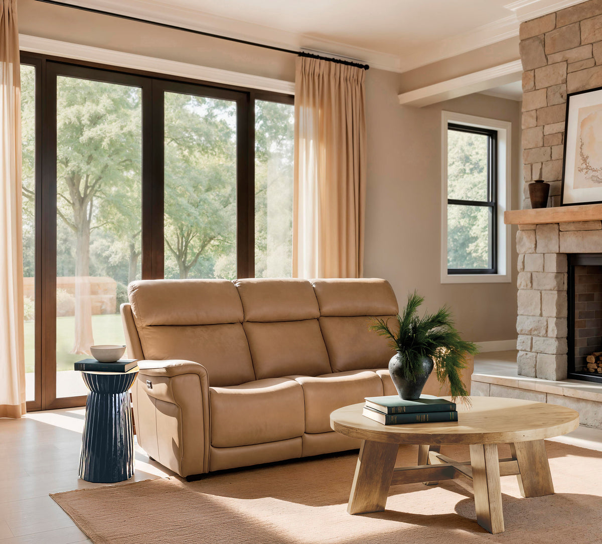 Lyra Zero Gravity Power Sofa With Power Headrest - Light Brown by Hooker Furniture - View 3