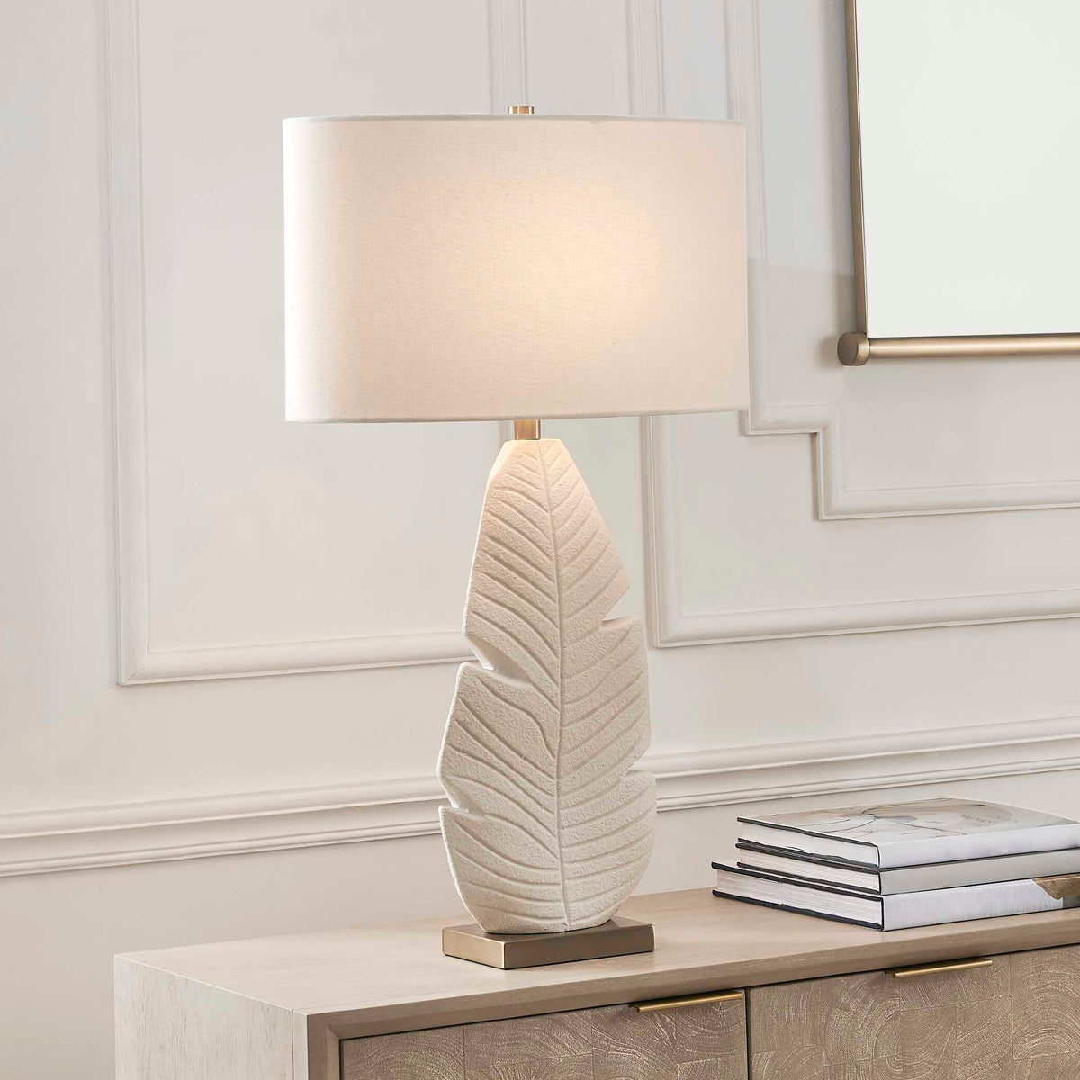 Palm Leaf Table Lamp - White by Uttermost - View 5