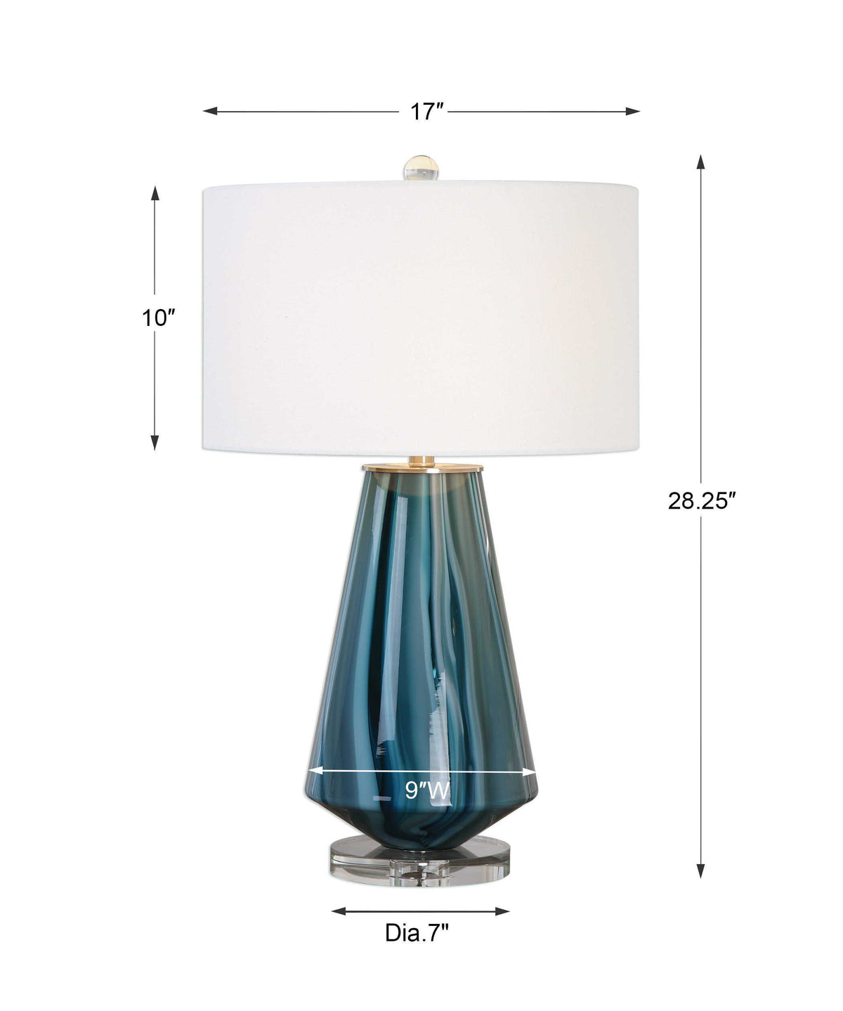 Pescara Glass Lamp Teal-Gray - Blue / White by Uttermost - View 4
