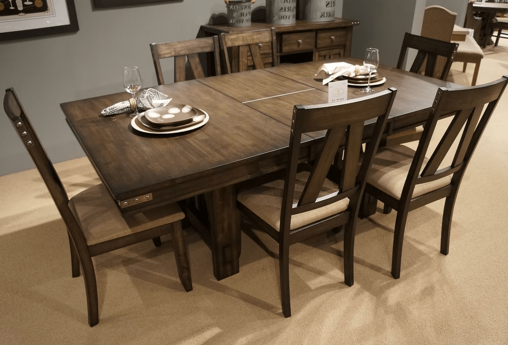 Brown Finish Rustic Look 1pc Dining Table with Butterfly Extension Leaf Solid Rubberwood Dining Furniture | Home Elegance USA
