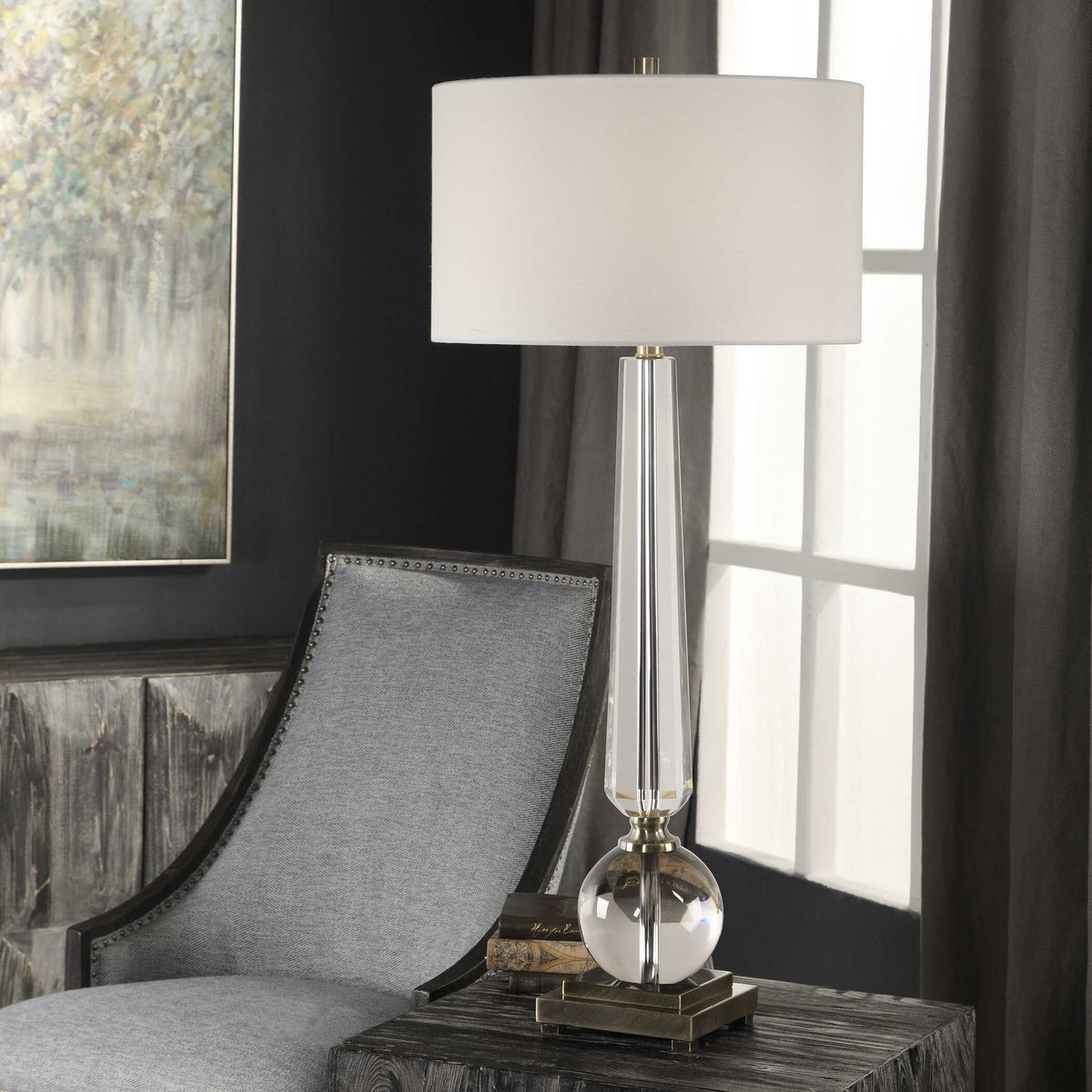 Crista Crystal Lamp - Silver / Beige by Uttermost - View 4