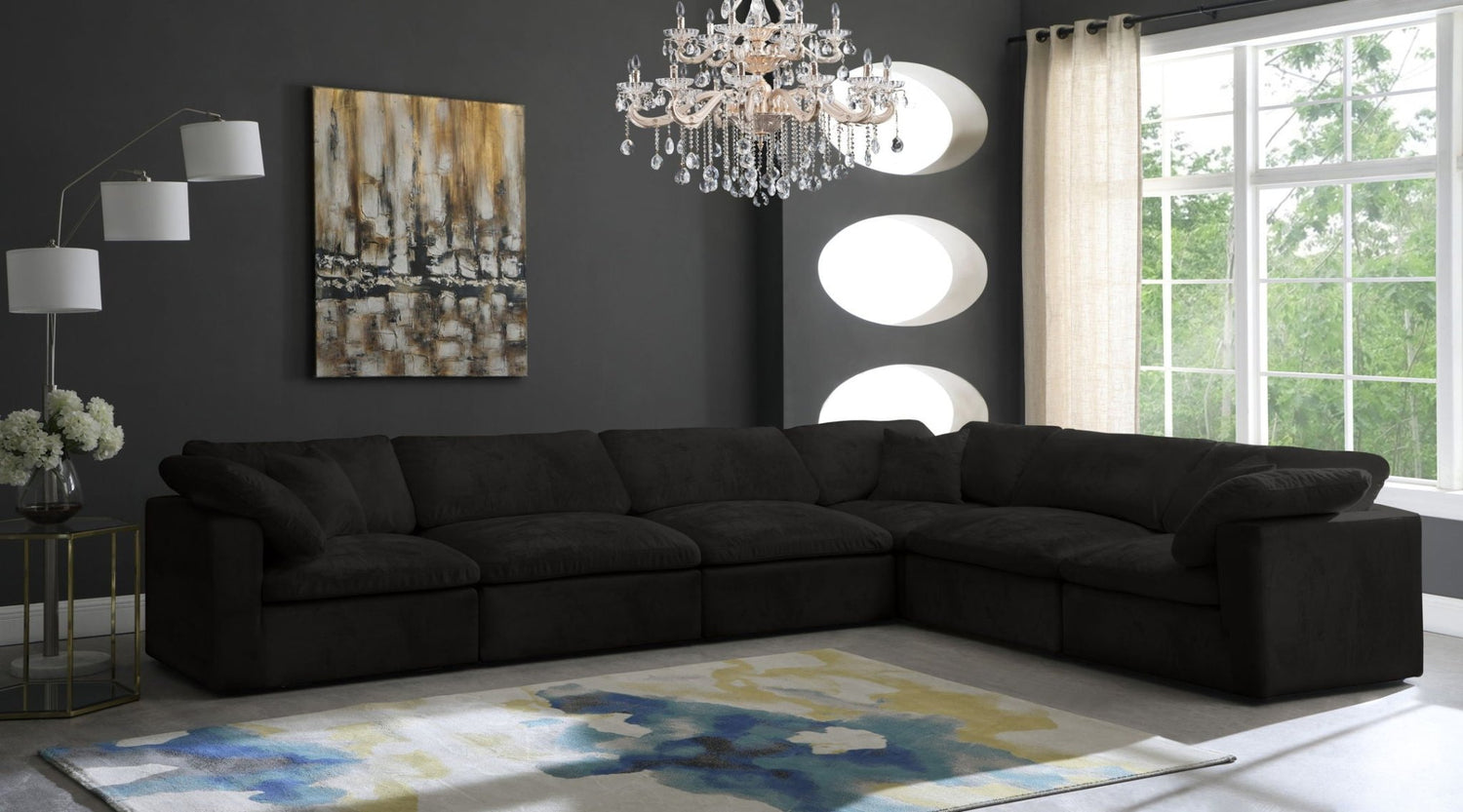 Cozy - Modular Sectional Cloud - Black - Modern & Contemporary | Home Elegance USA