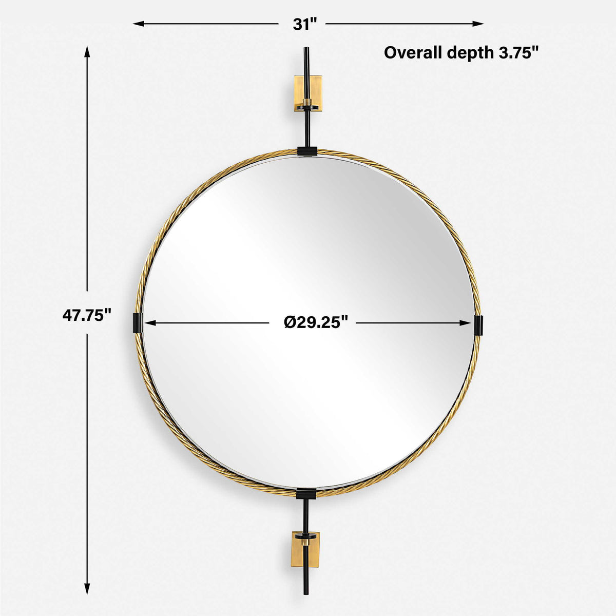 Guardrail Round Mirror - Gold by Uttermost - View 8