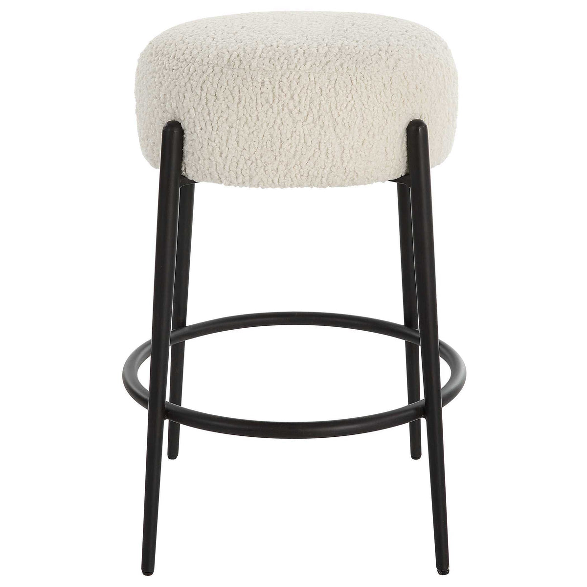 Arles Plush Counter Stool - Black / White by Uttermost - View 4