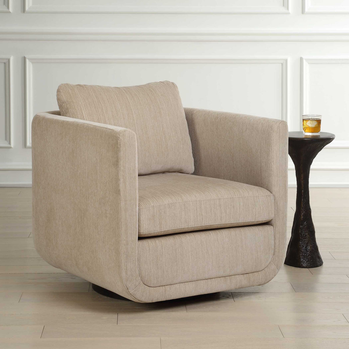 Abound Swivel Chair Porcelain - Beige by Uttermost - View 3