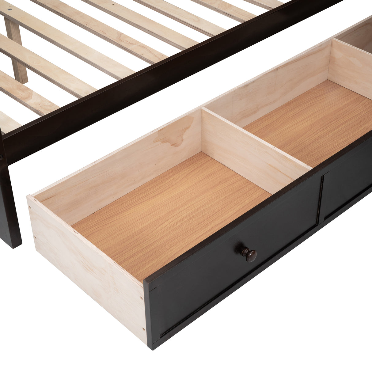 Twin-Twin over Full L-Shaped Bunk Bed With 3 Drawers, Portable Desk and Wardrobe, Espresso(OLD SKU:LT100542AAP) - sold by Home Elegance USA