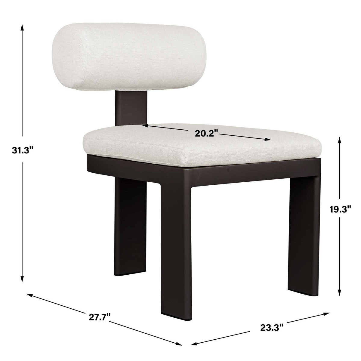 Bolster Back Outdoor Dining Chair - White / Black by Uttermost - View 14