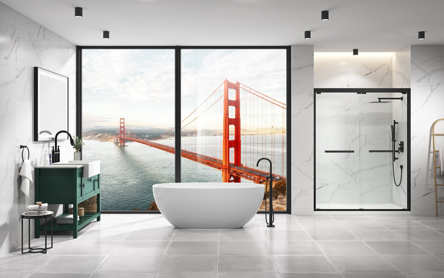 60 in. W x 76 in. HSliding Framed Shower Door in Black Finish with Clear Glass | Home Elegance USA