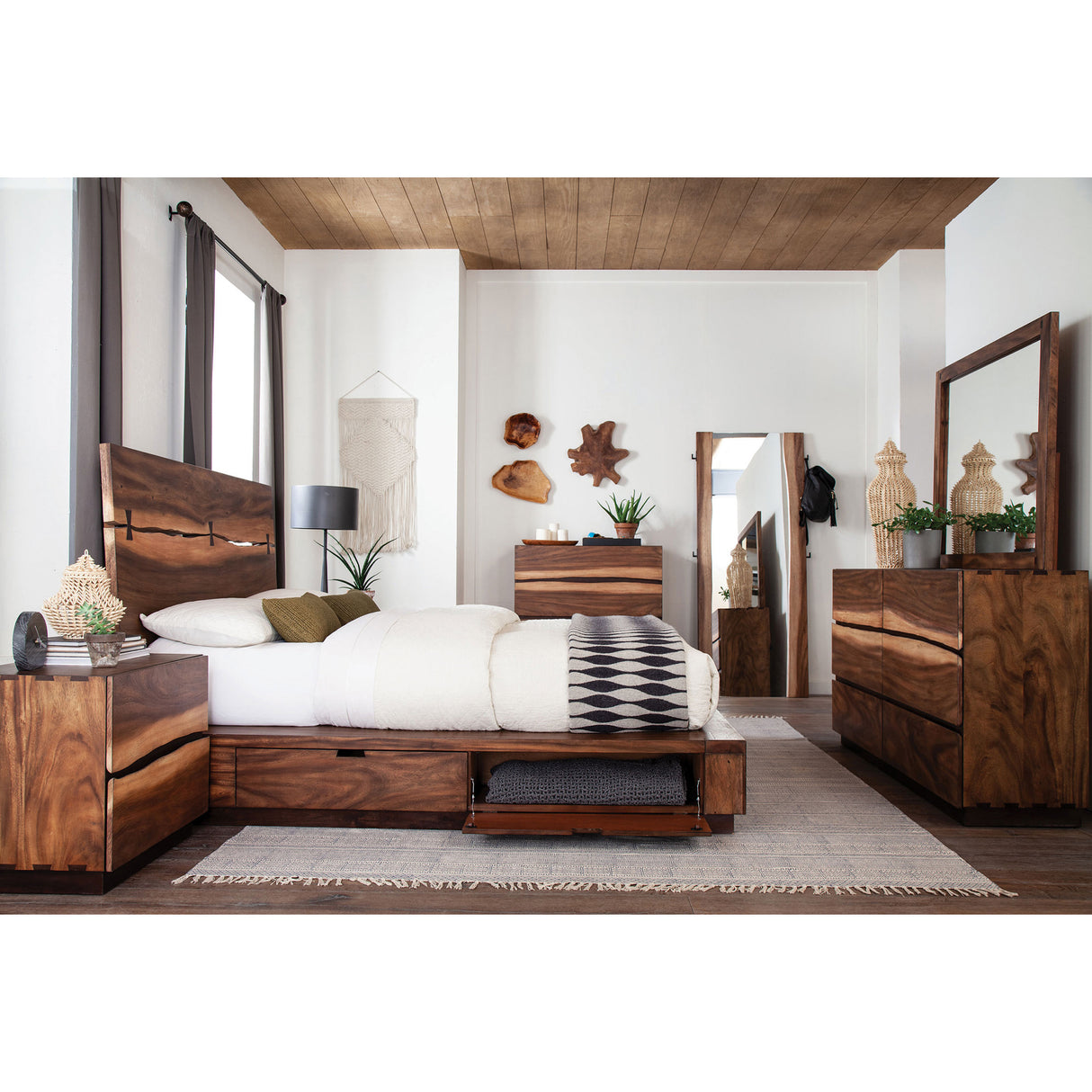 Beverly Smokey Walnut 5-piece Eastern King Bedroom Set