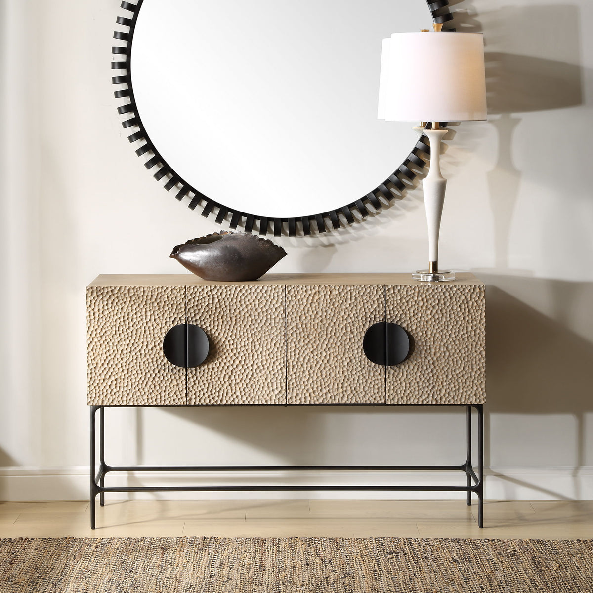 Lunar 4 Door Elm Wood Cabinet - Light Brown by Uttermost - View 2