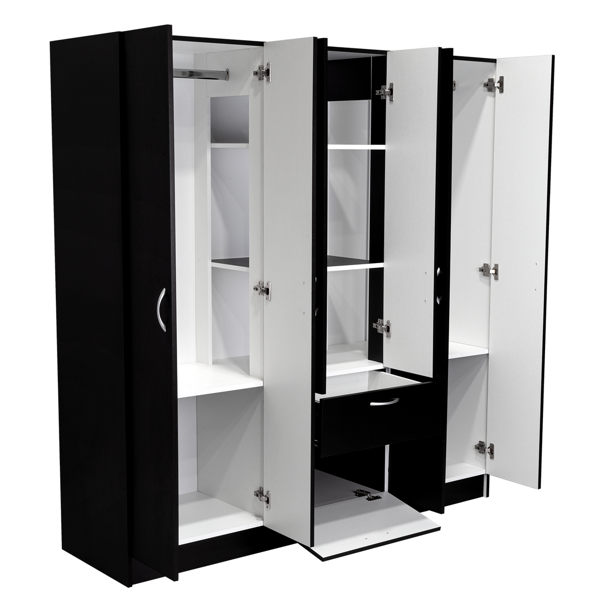 Six Doors Armoire Maya, Bedroom, Black / White - sold by Home Elegance USA