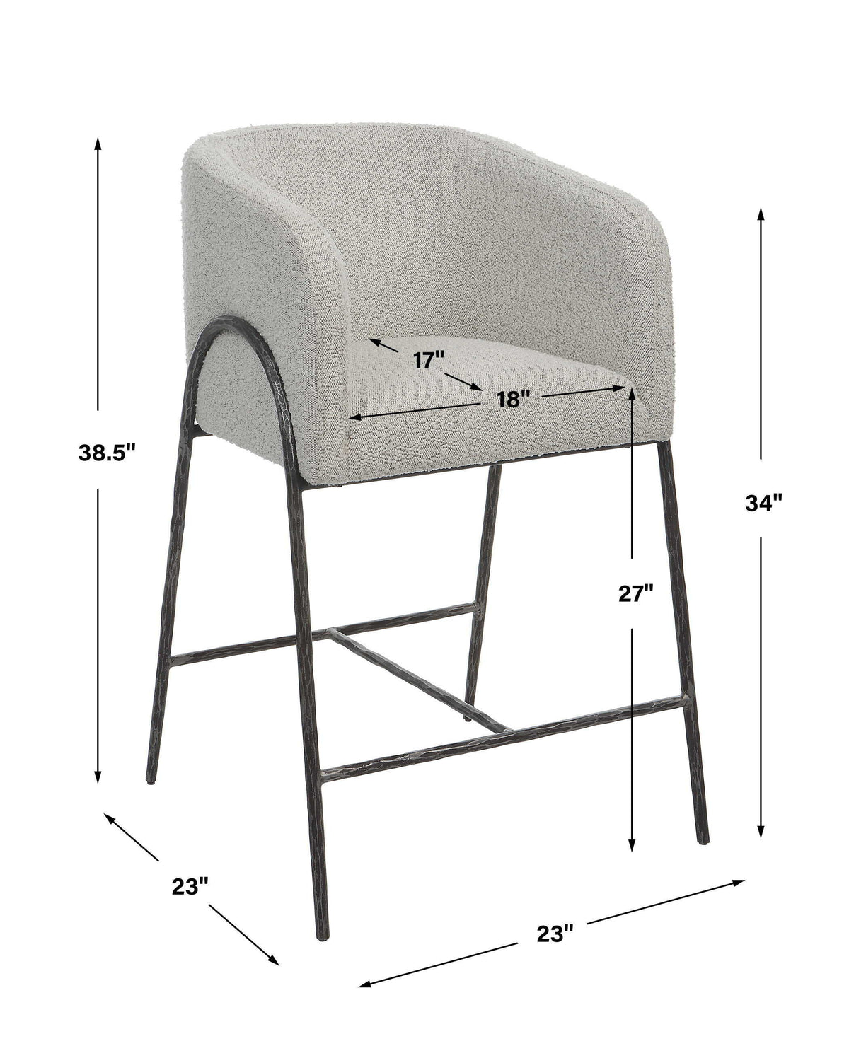 Jacobsen 27" Counter Stool - Light Gray by Uttermost - View 9