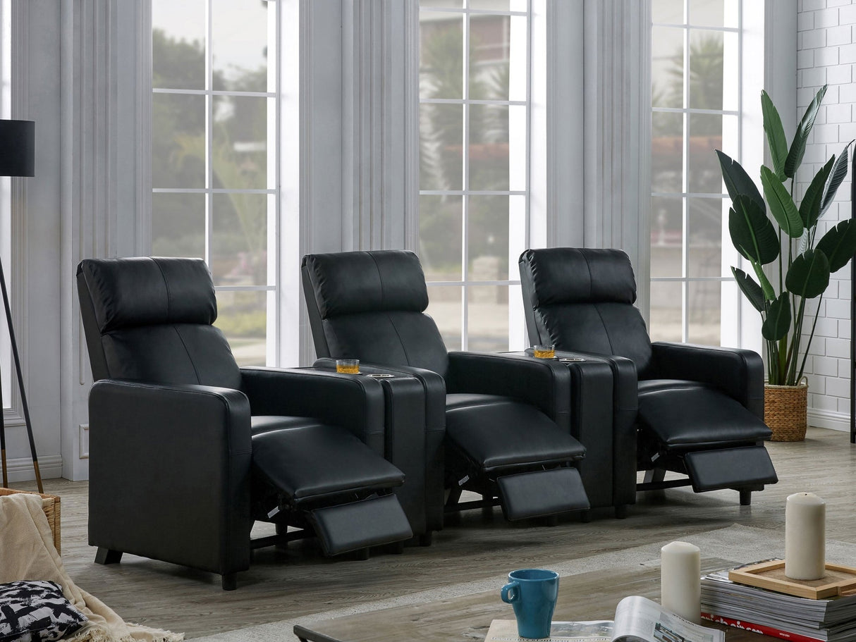 5 Pc Theater Seating (3R) - Toohey Upholstered Tufted Recliner Living Room Set Black | Coaster | Home Elegance USA