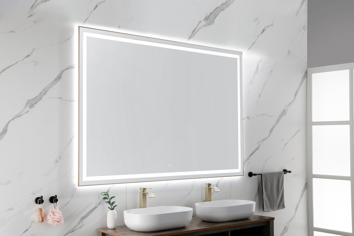 84in. W x 48in. H Oversized Rectangular Black Framed LED Mirror Anti - Fog Dimmable Wall Mount Bathroom Vanity Mirror HD Wall Mirror Kit For Gym And Dance Studio 48X 72Inches With Safety Ba | Home Elegance USA