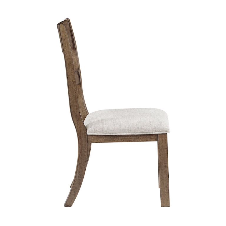 Wooden chair with a white cushion on a white background