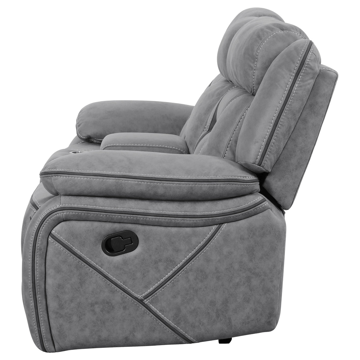 Motion Loveseat - Higgins Pillow Top Arm Motion Loveseat with Console Grey