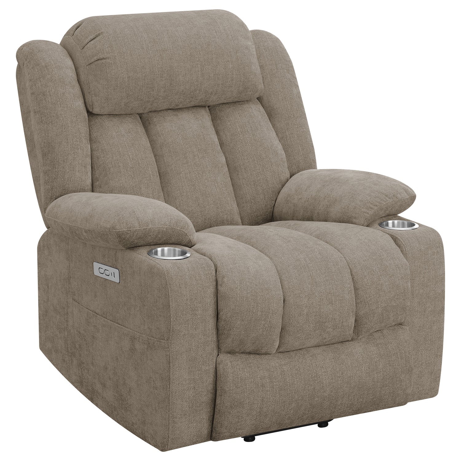 Sillón reclinable eléctrico tapizado Houston color camello