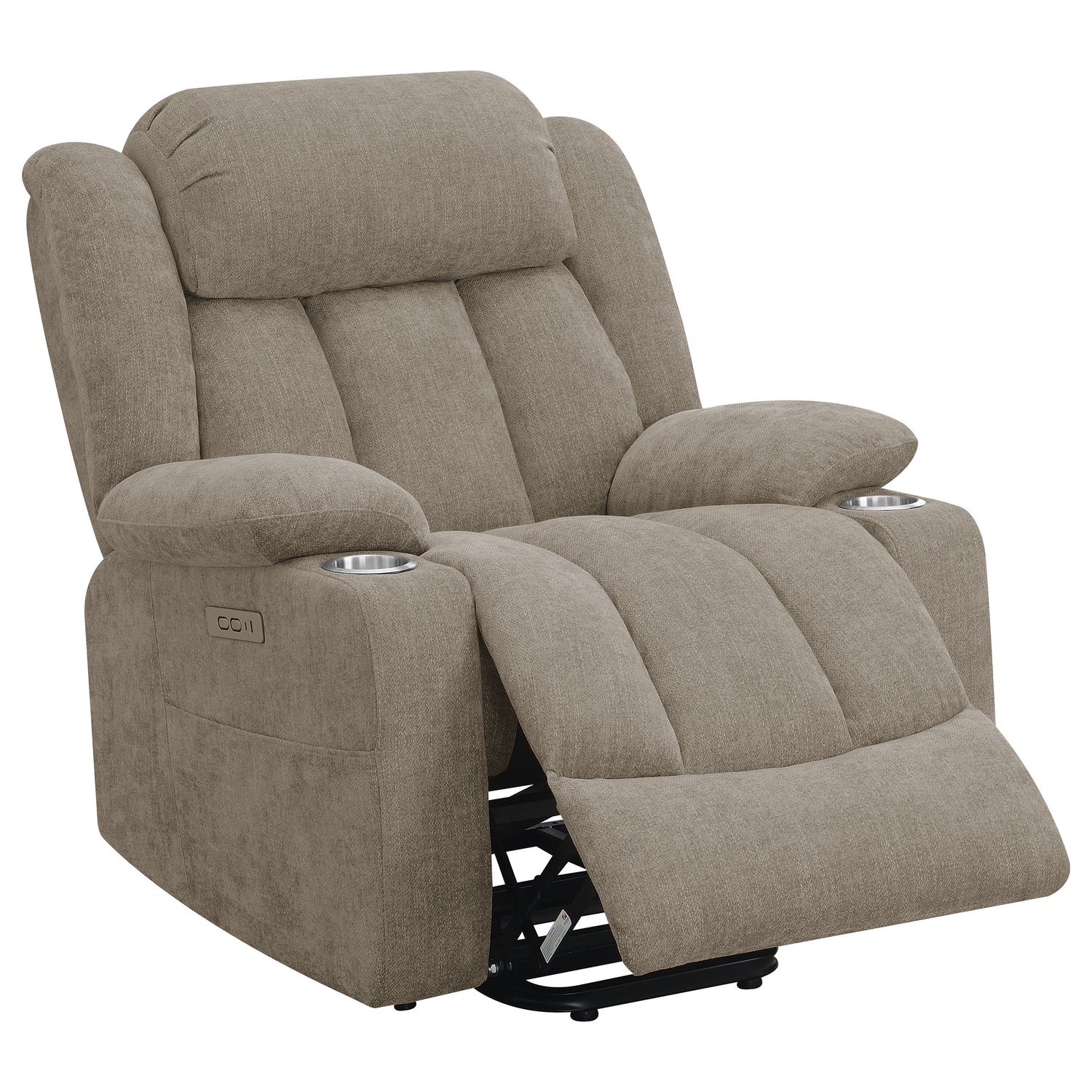 Sillón reclinable eléctrico tapizado Houston color camello