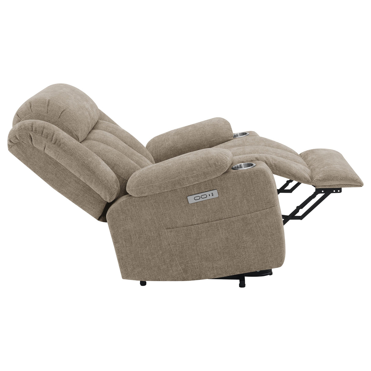 Sillón reclinable eléctrico tapizado Houston color camello