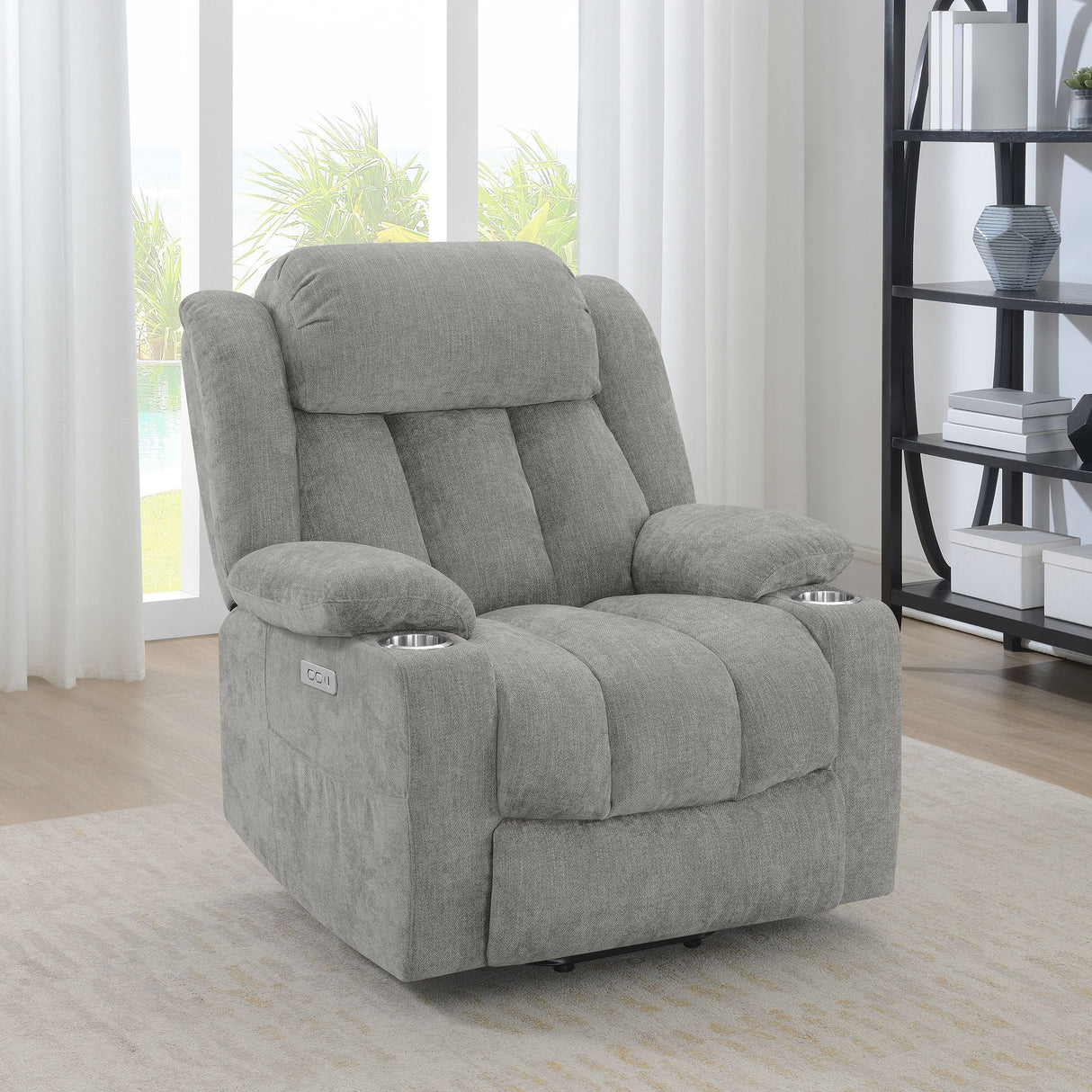 Sillón reclinable eléctrico tapizado Houston gris