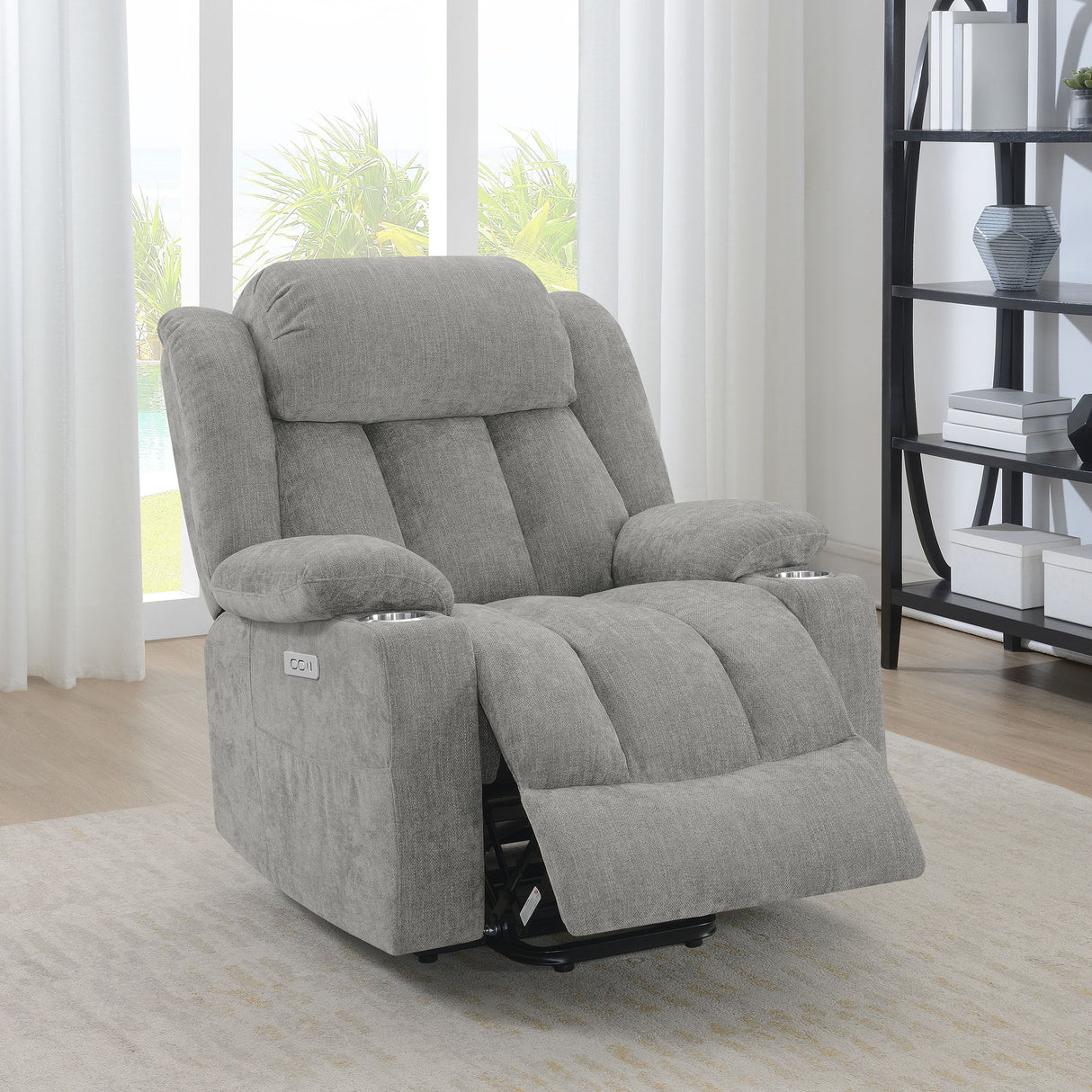 Sillón reclinable eléctrico tapizado Houston gris