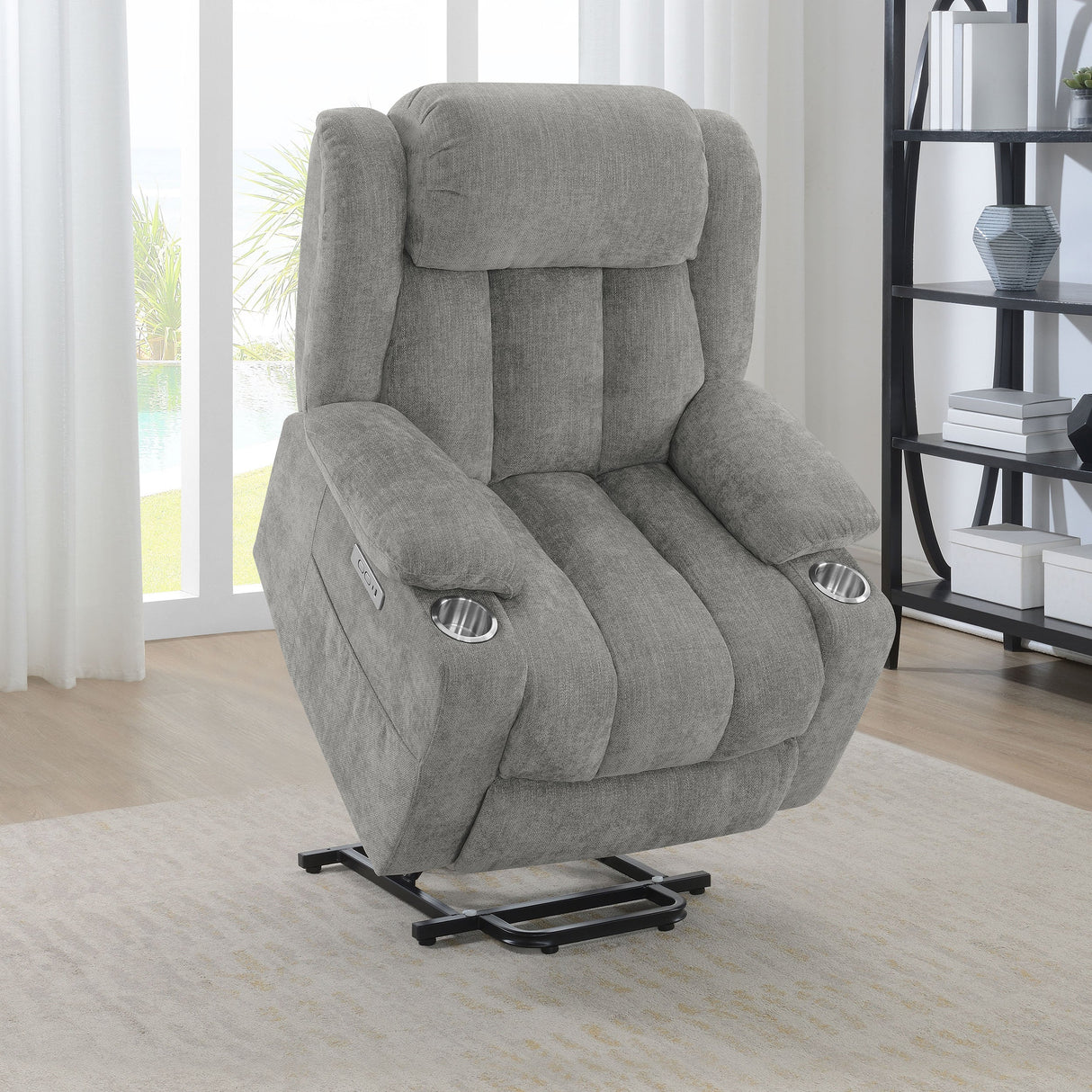 Sillón reclinable eléctrico tapizado Houston gris