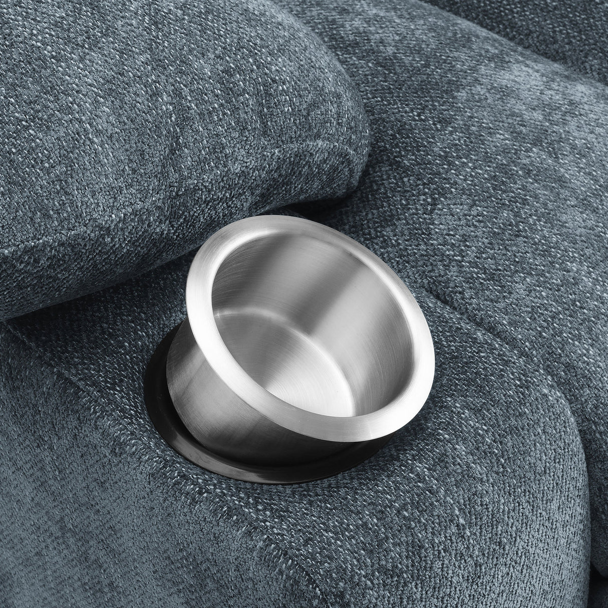 Sillón reclinable eléctrico tapizado Houston, color azul pizarra