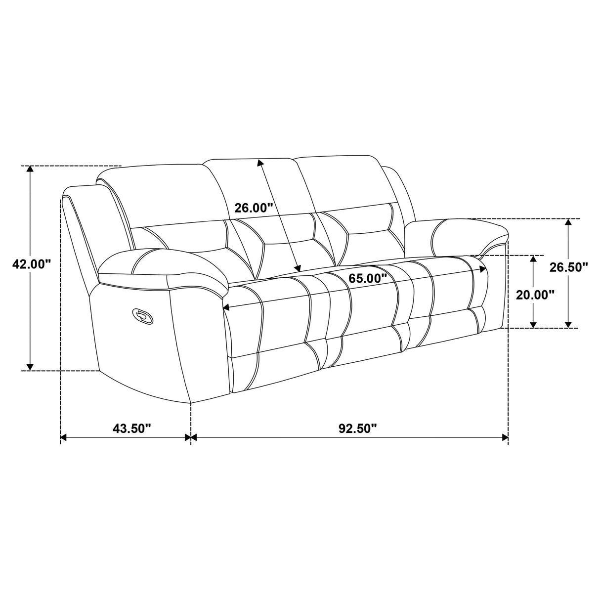 Sofá reclinable tapizado en chenilla Gilson gris
