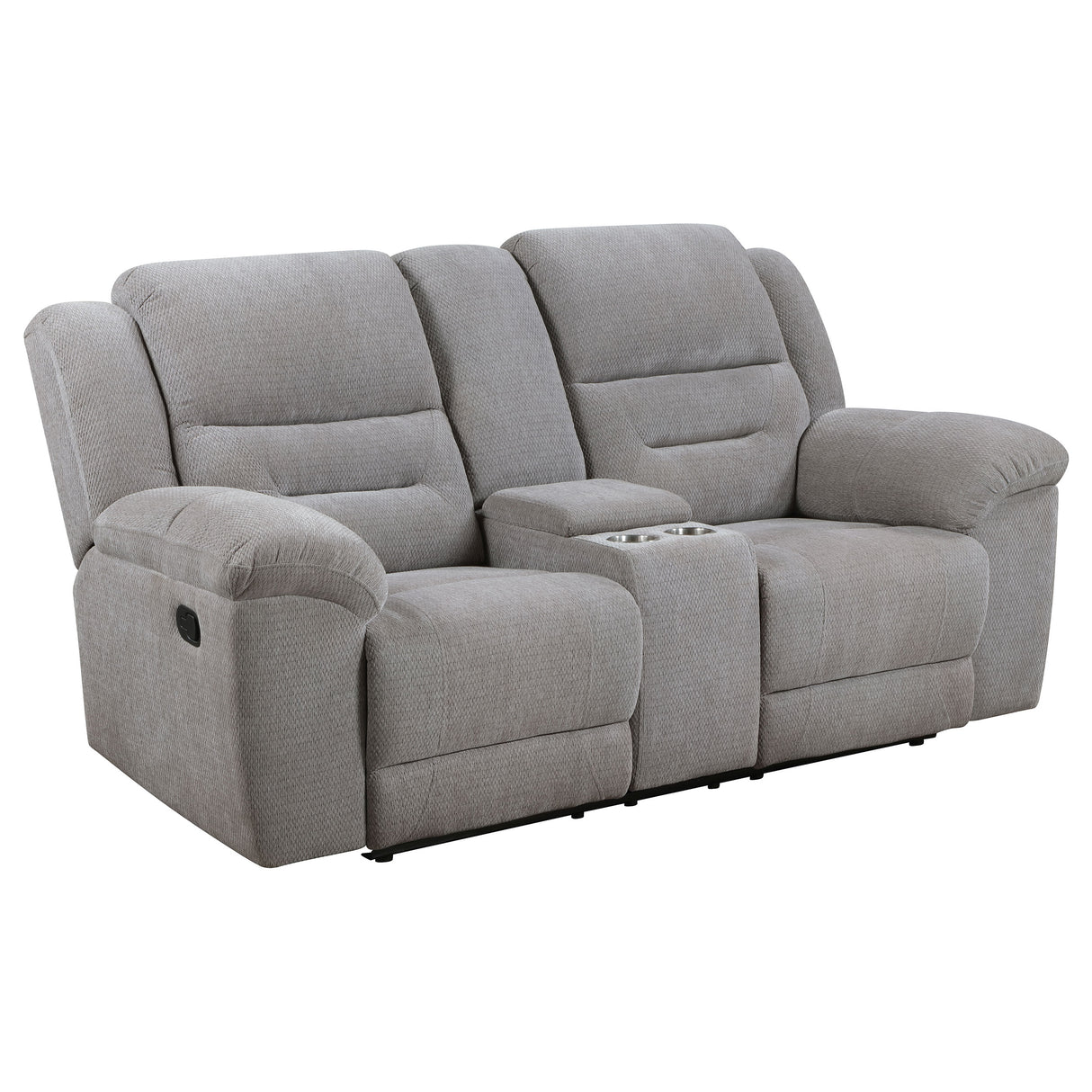Sofá de dos plazas reclinable tapizado en chenilla Gilson, color gris
