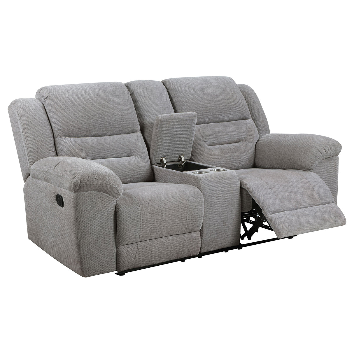 Sofá de dos plazas reclinable tapizado en chenilla Gilson, color gris