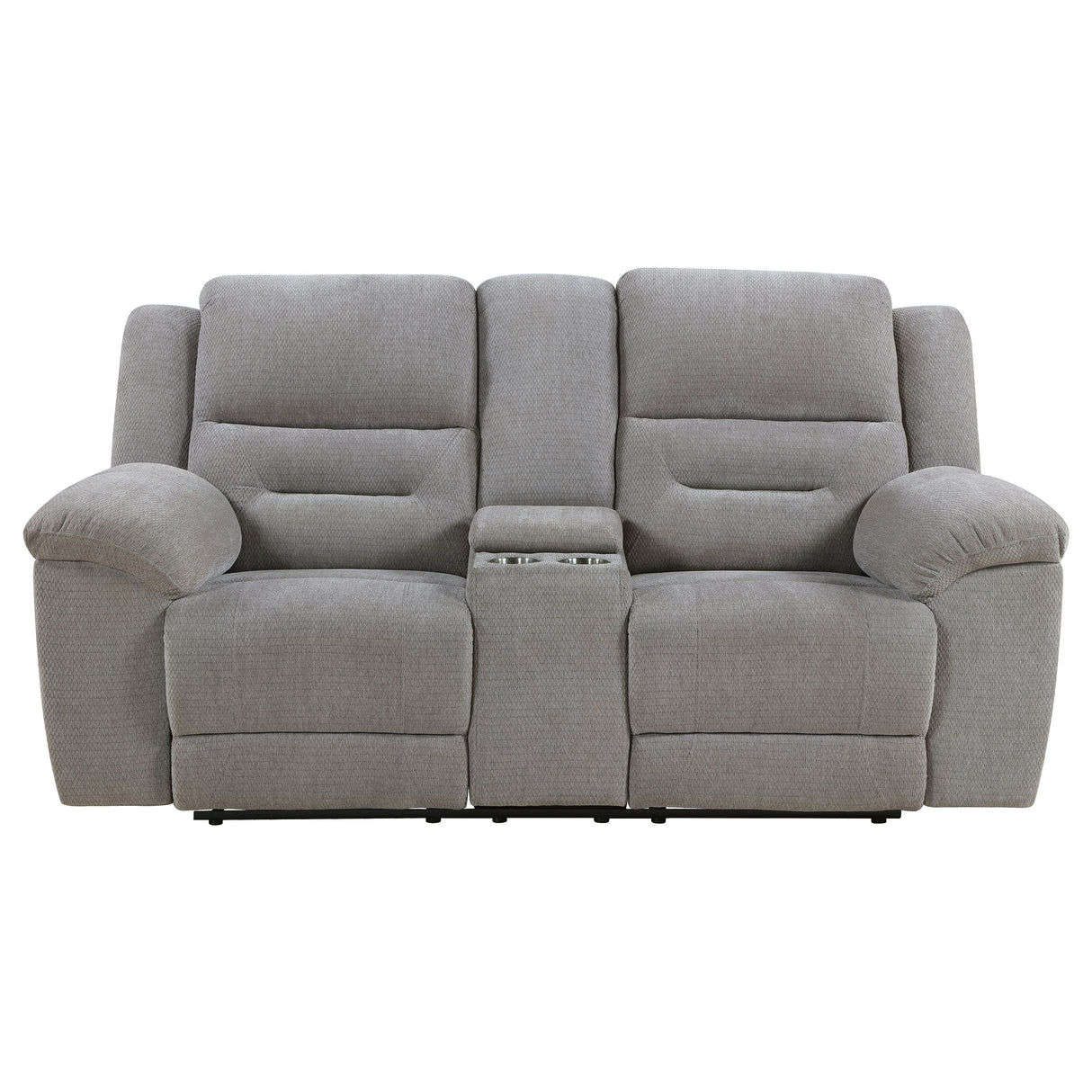 Sofá de dos plazas reclinable tapizado en chenilla Gilson, color gris