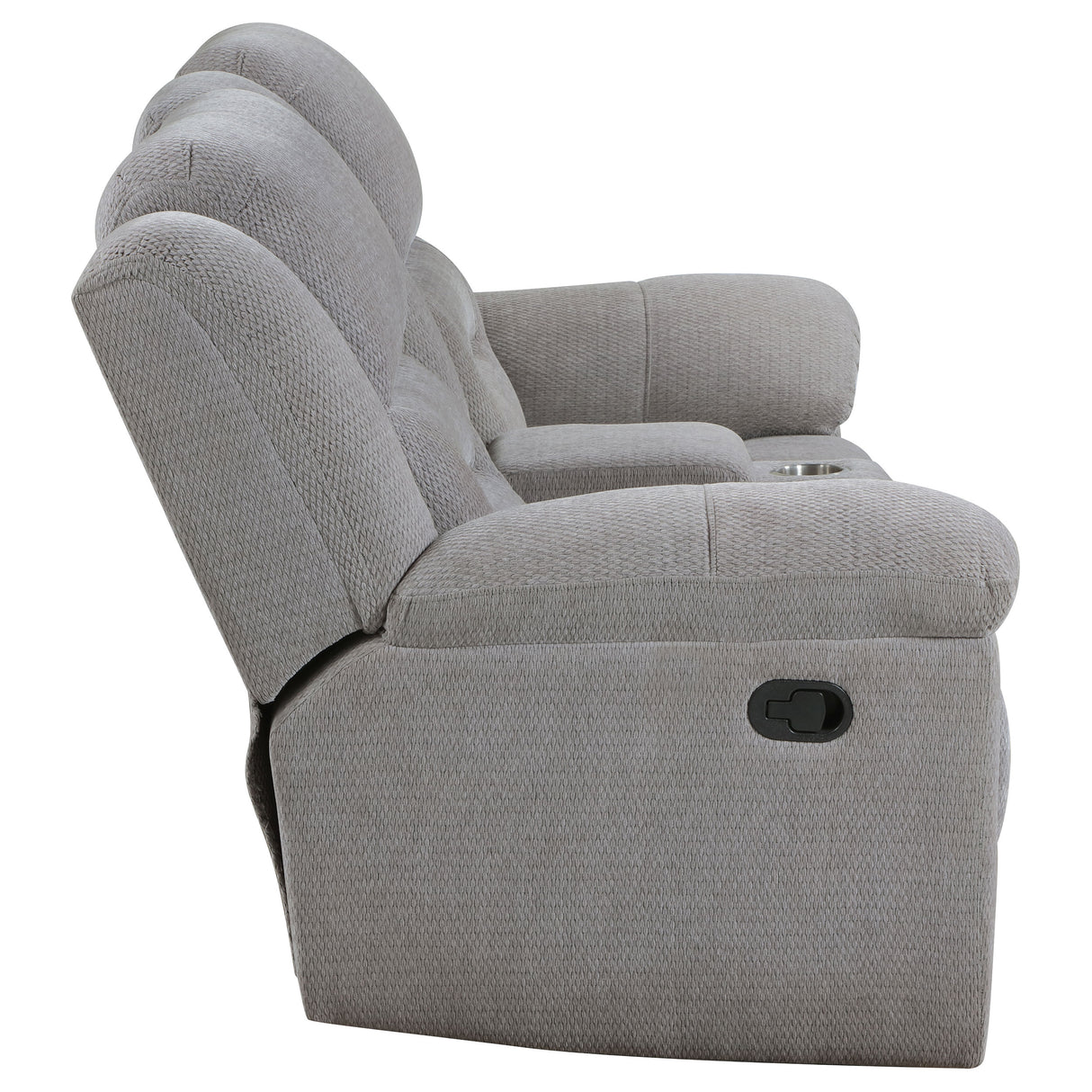 Sofá de dos plazas reclinable tapizado en chenilla Gilson, color gris