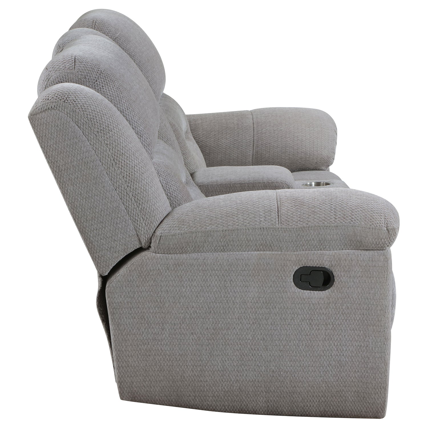 Sofá de dos plazas reclinable tapizado en chenilla Gilson, color gris