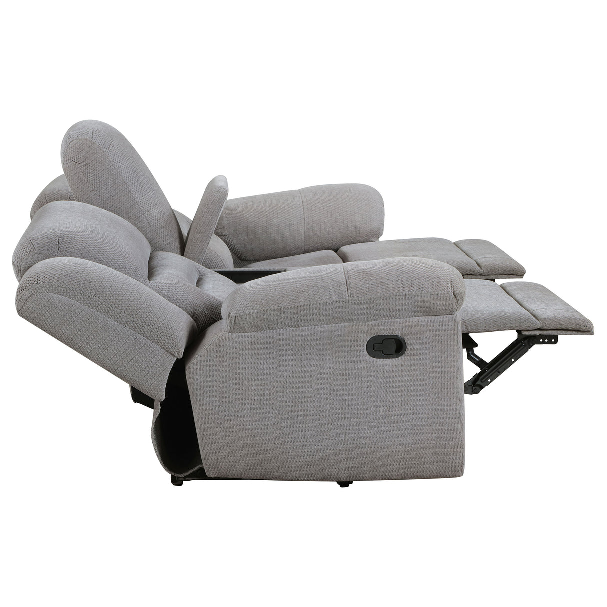 Sofá de dos plazas reclinable tapizado en chenilla Gilson, color gris