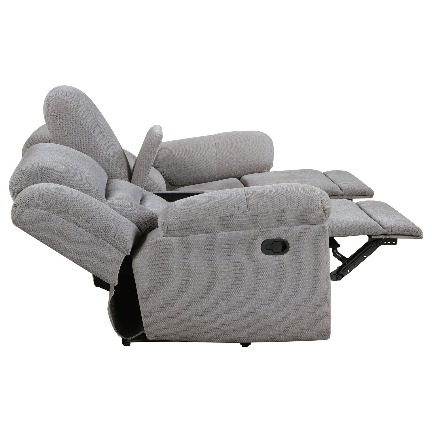 Sofá de dos plazas reclinable tapizado en chenilla Gilson, color gris