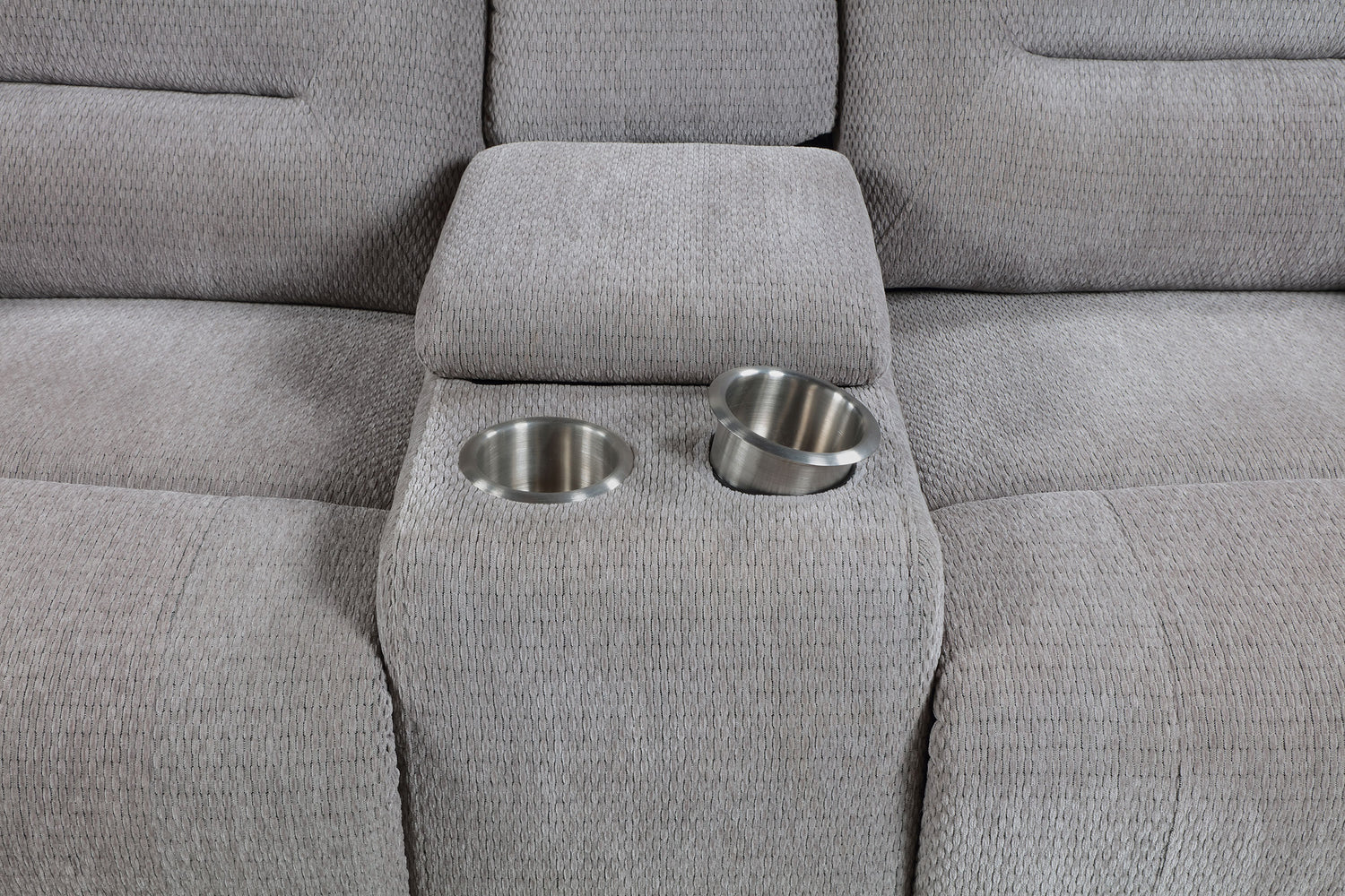 Sofá de dos plazas reclinable tapizado en chenilla Gilson, color gris