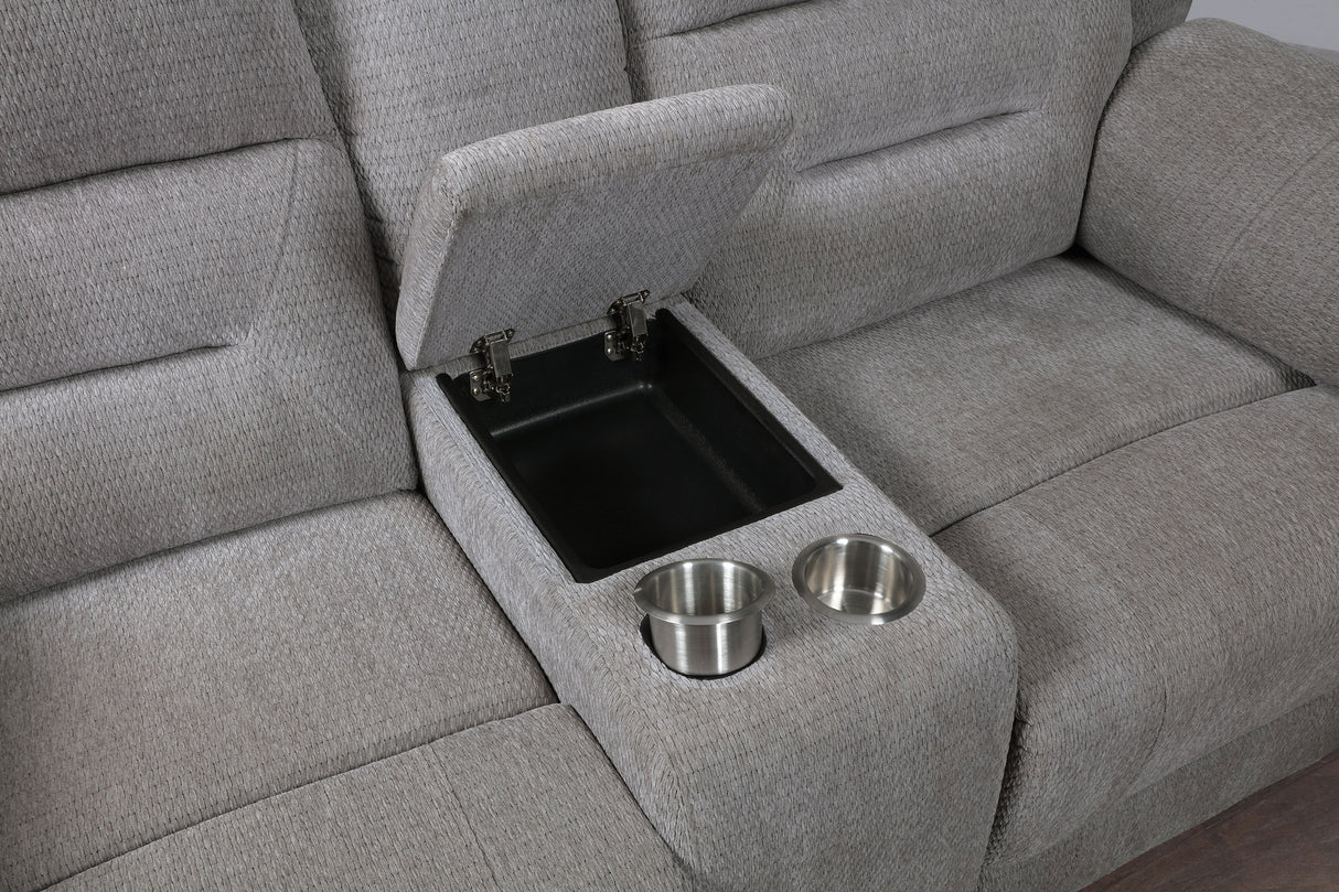 Sofá de dos plazas reclinable tapizado en chenilla Gilson, color gris
