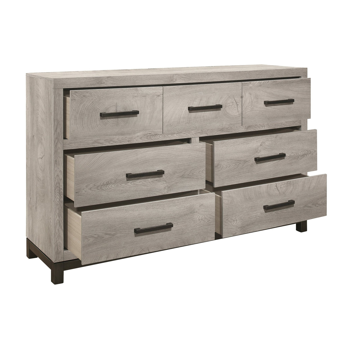 Attractive Gray Finish 1pc Dresser of 7x Drawers Metal Bar Hardware Premium Melamine Board Wooden Bedroom Furniture | Home Elegance USA
