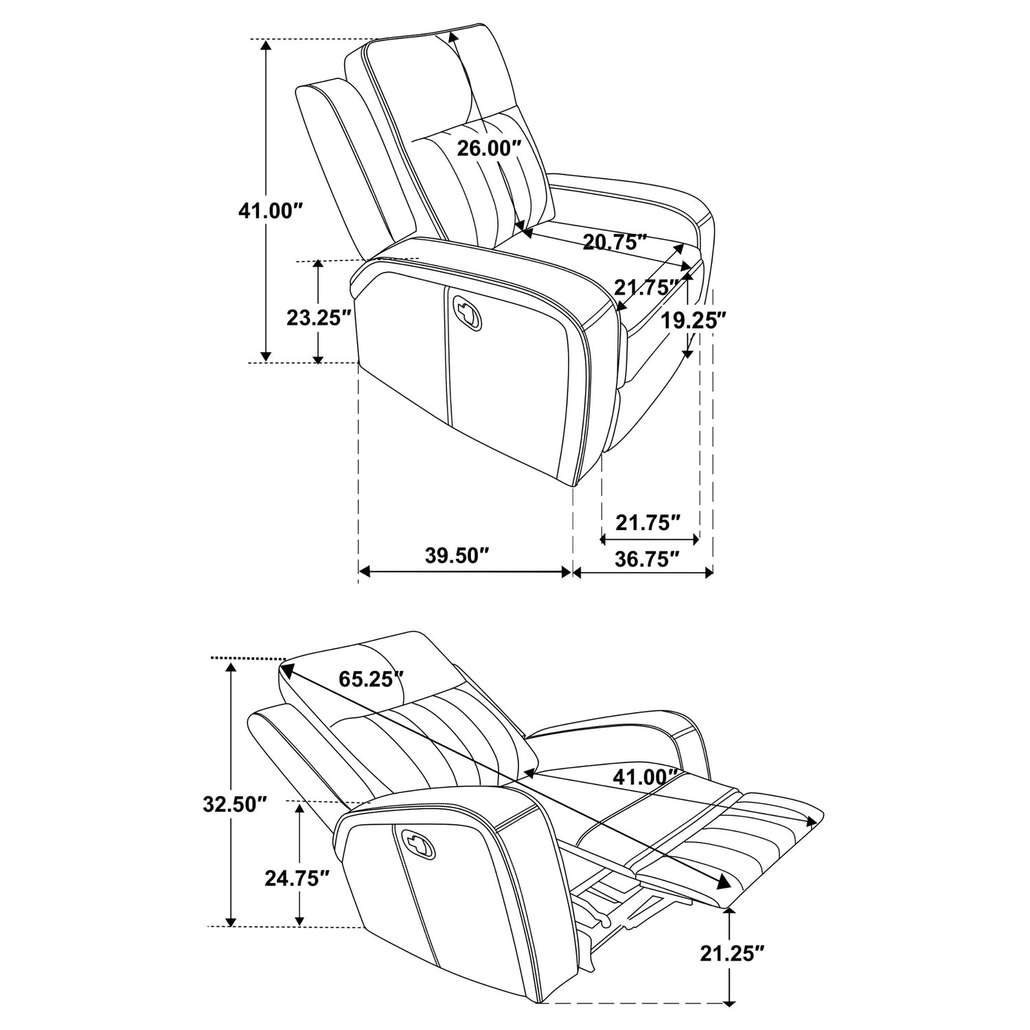 Recliner - Raelynn Upholstered Recliner Chair Grey
