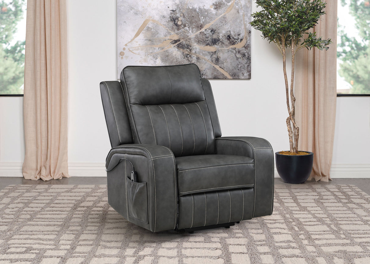 Sillón reclinable eléctrico tapizado Raelynn gris