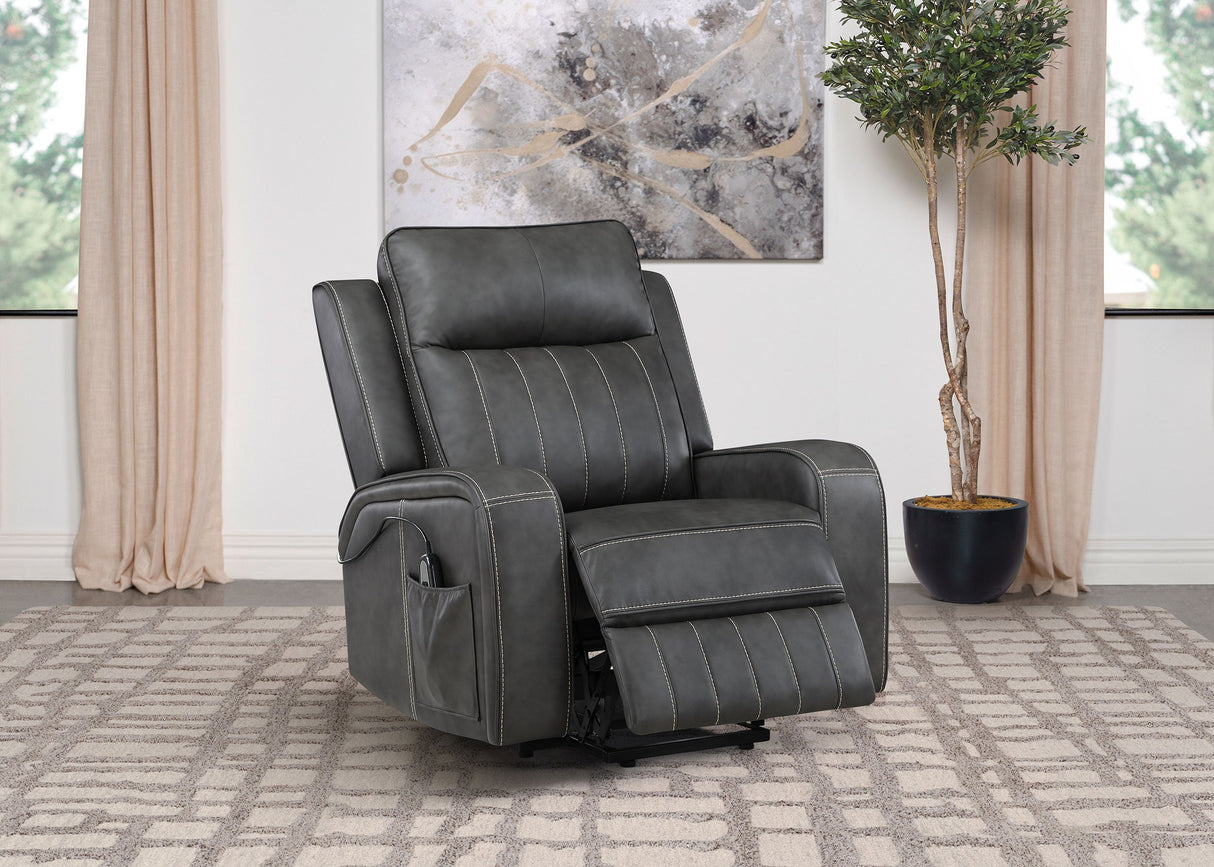 Sillón reclinable eléctrico tapizado Raelynn gris