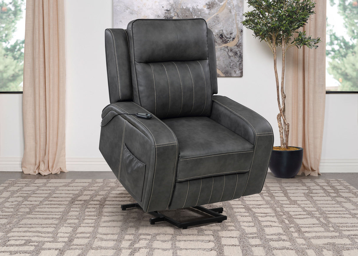 Sillón reclinable eléctrico tapizado Raelynn gris