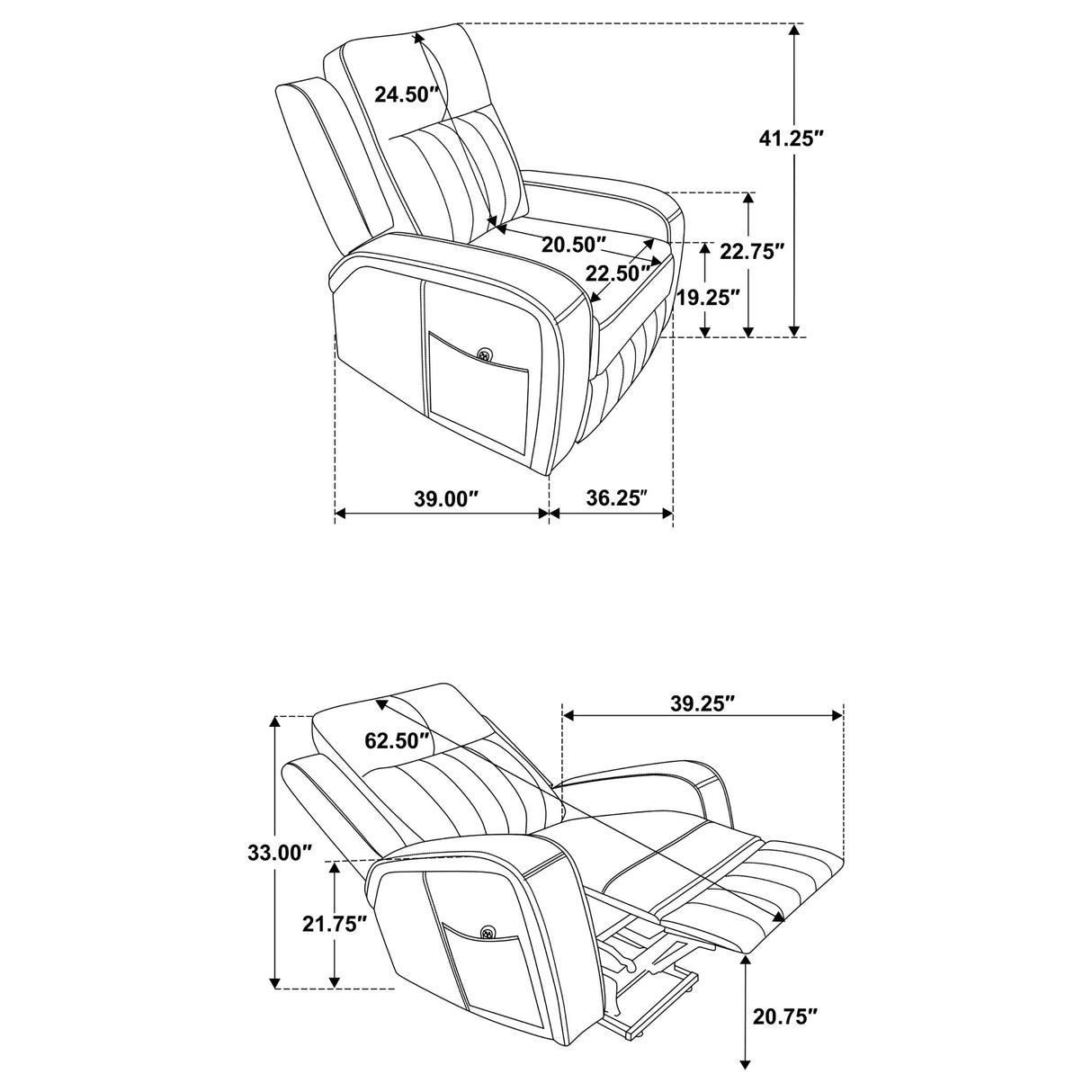 Sillón reclinable eléctrico tapizado Raelynn gris