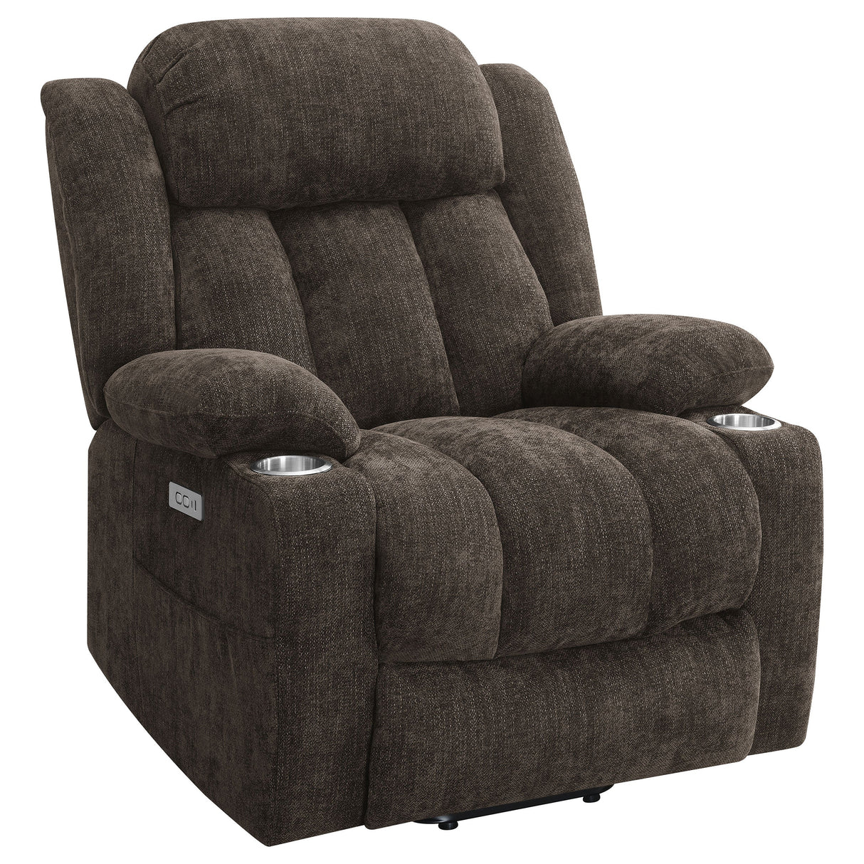 Sillón reclinable eléctrico tapizado Houston marrón oscuro