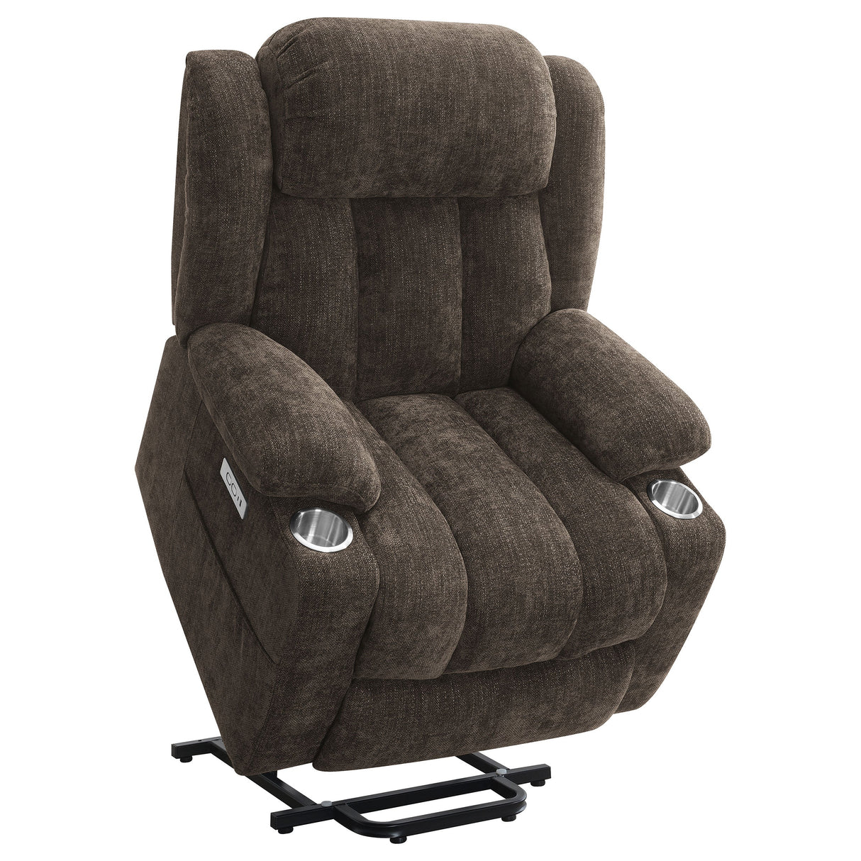 Sillón reclinable eléctrico tapizado Houston marrón oscuro