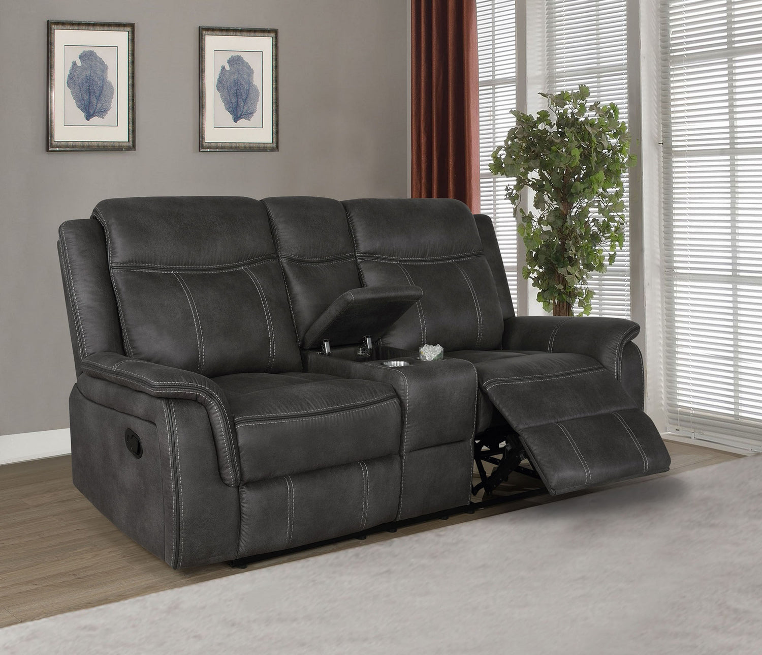 Motion Loveseat - Lawrence Upholstered Tufted Back Motion Loveseat