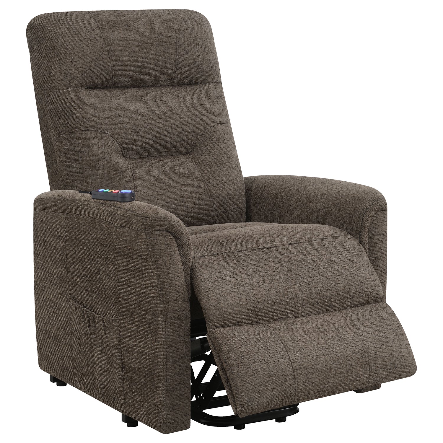 Power Lift Massage Chair - Henrietta Power Lift Recliner with Storage Pocket Brown