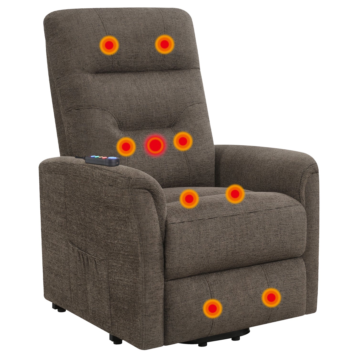 Power Lift Massage Chair - Henrietta Power Lift Recliner with Storage Pocket Brown