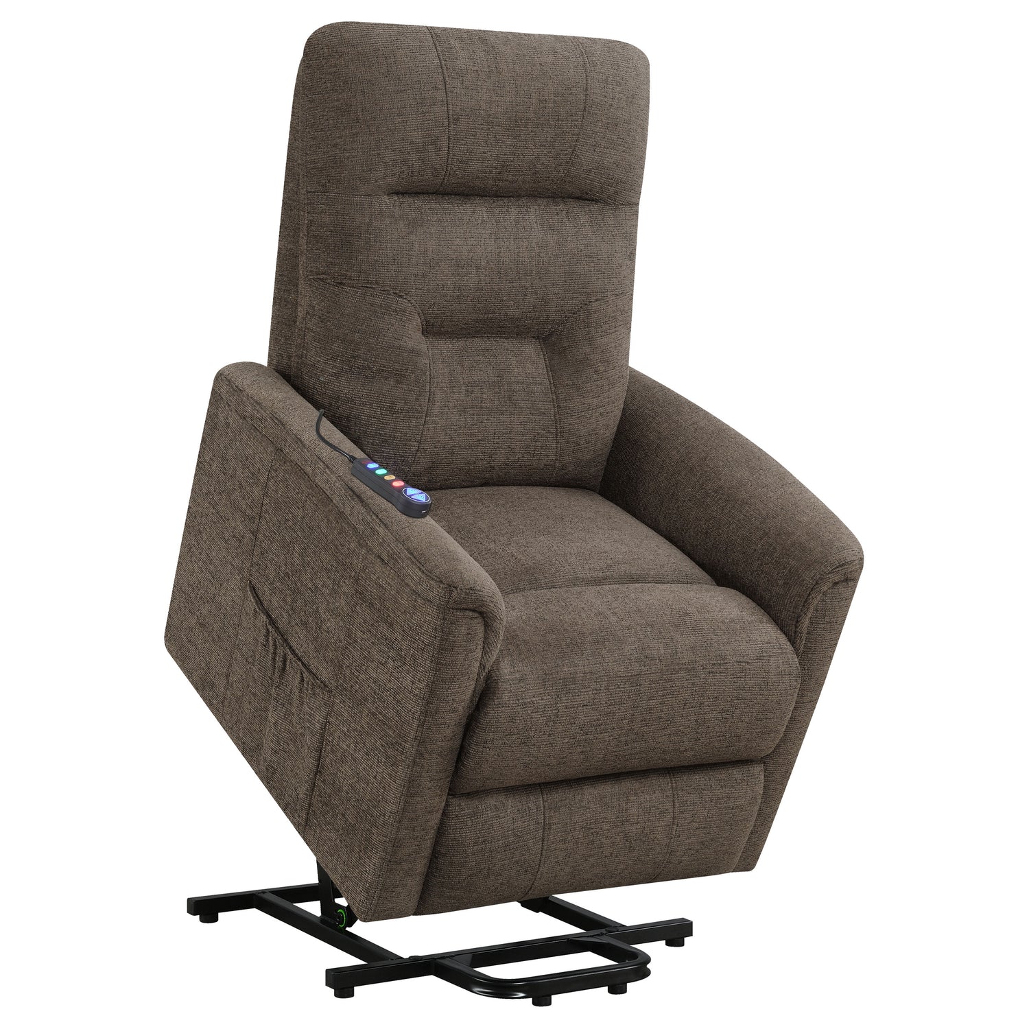 Power Lift Massage Chair - Henrietta Power Lift Recliner with Storage Pocket Brown
