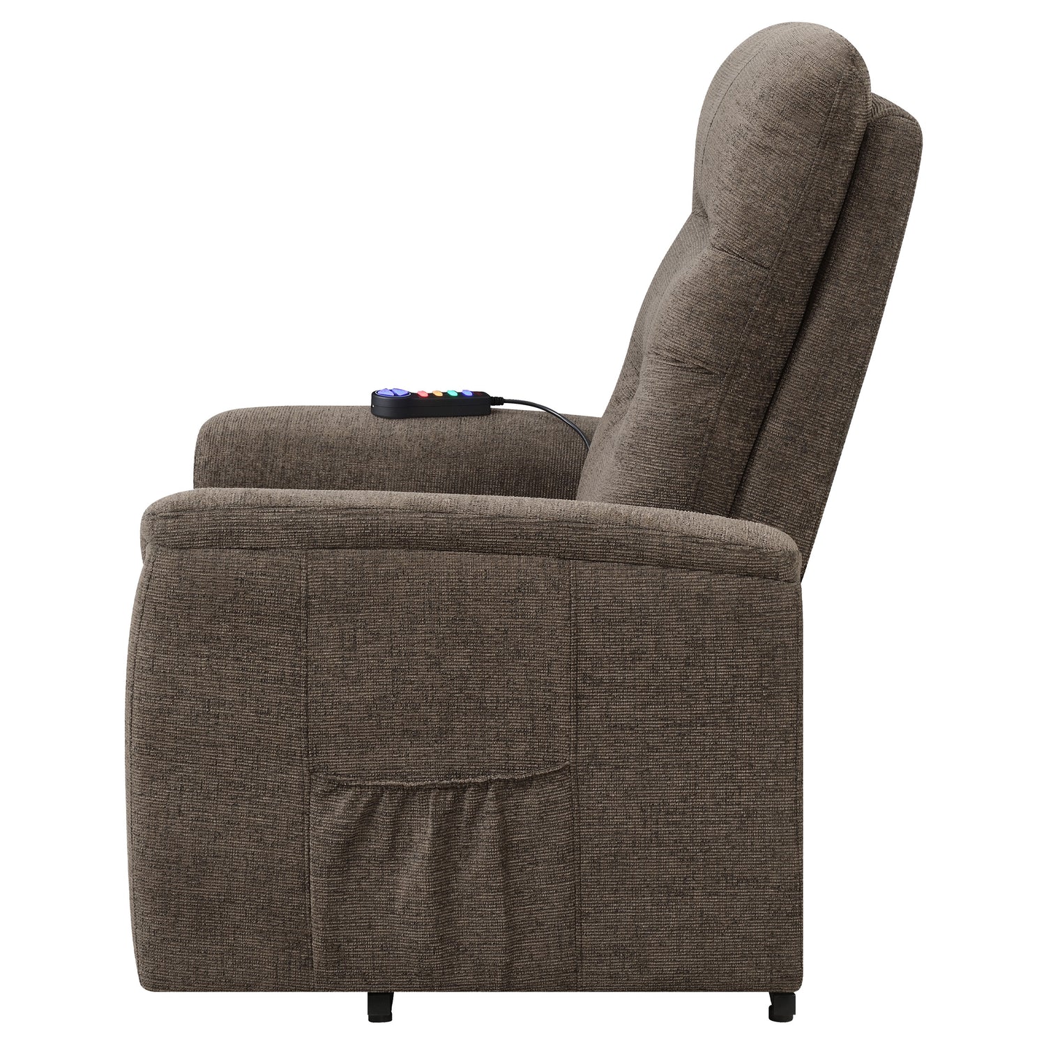 Power Lift Massage Chair - Henrietta Power Lift Recliner with Storage Pocket Brown